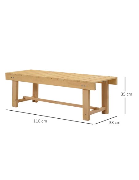 Outsunny 2-seater Outdoor Indoor Garden Wooden Bench Patio Loveseat Fir 110L x 38W x 35H cm Natural 84B-362 - pic 65880 | FastDaddyshop