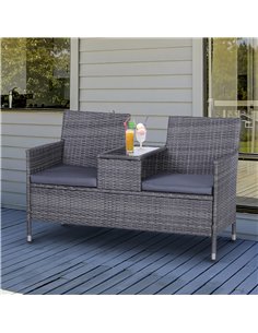 Outsunny Garden Rattan 2 Seater Companion Seat, Grey 841-149GY 2