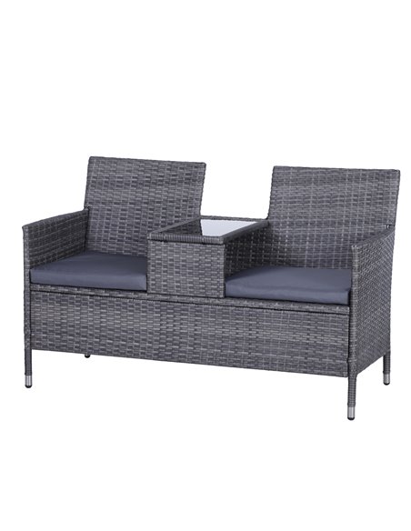 Outsunny Garden Rattan 2 Seater Companion Seat, Grey 841-149GY - pic 65888 | FastDaddyshop