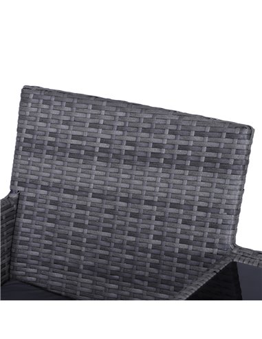 Outsunny Garden Rattan 2 Seater Companion Seat Wicker Love Seat Weave Partner Bench with Cushions Patio Outdoor Furniture - Grey