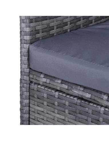 Outsunny Garden Rattan 2 Seater Companion Seat Wicker Love Seat Weave Partner Bench with Cushions Patio Outdoor Furniture - Grey