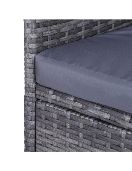 Outsunny Garden Rattan 2 Seater Companion Seat Wicker Love Seat Weave Partner Bench with Cushions Patio Outdoor Furniture - Grey - pic 65895 | FastDaddyshop