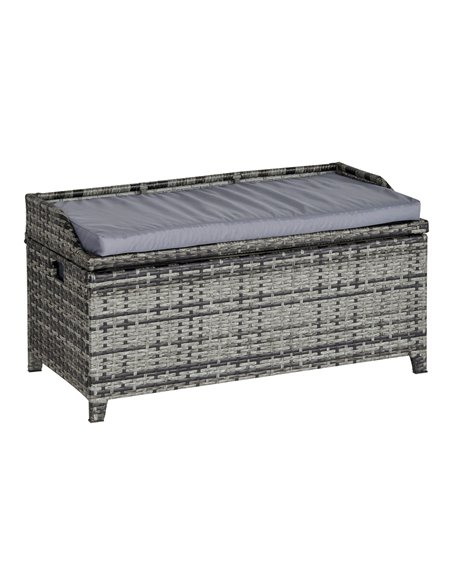 Outsunny Patio PE Rattan Wicker Storage Basket Box Bench Seat Furniture w/ Cushion Mixed Grey 841-153V70 - pic 65896 | FastDaddyshop