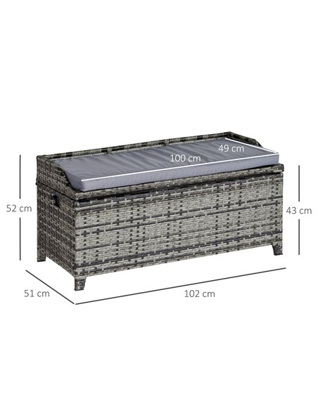 Outsunny Patio PE Rattan Wicker Storage Basket Box Bench Seat Furniture w/ Cushion Mixed Grey 841-153V70 - pic 65898 | FastDaddyshop