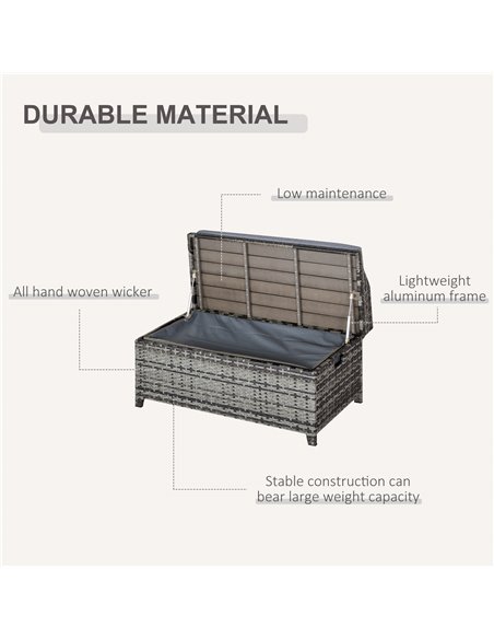 Outsunny Patio PE Rattan Wicker Storage Basket Box Bench Seat Furniture w/ Cushion Mixed Grey 841-153V70 - pic 65901 | FastDaddyshop