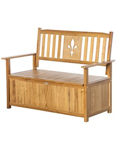 Outsunny 2 Seater Wood Garden Storage Bench, Outdoor Storage Box, Patio Seating Furniture, 125 x 68.5 x 97cm, Natural 84B-740ND