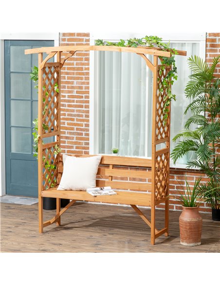 Outsunny Patio Garden Bench, Natural Wooden Garden Arbour with Seat for Vines/Climbing Plants, Natural 84G-002V00BN - pic 65942 | FastDaddyshop