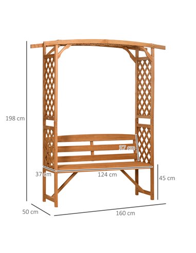 Outsunny Patio Garden Bench, Natural Wooden Garden Arbour with Seat for Vines/Climbing Plants, Natural 84G-002V00BN