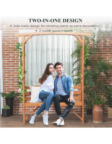 Outsunny Patio Garden Bench, Natural Wooden Garden Arbour with Seat for Vines/Climbing Plants, Natural 84G-002V00BN