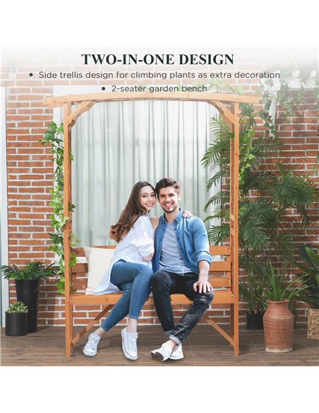 Outsunny Patio Garden Bench, Natural Wooden Garden Arbour with Seat for Vines/Climbing Plants, Natural 84G-002V00BN - pic 65944 | FastDaddyshop