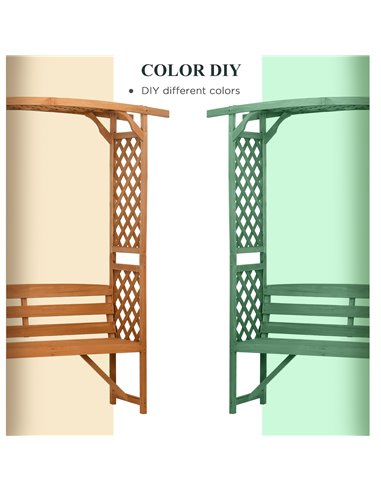 Outsunny Patio Garden Bench, Natural Wooden Garden Arbour with Seat for Vines/Climbing Plants, Natural 84G-002V00BN