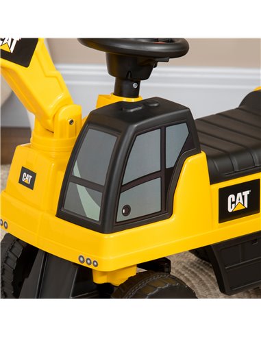 HOMCOM Licensed CAT Kids Ride on Digger Excavator with Manual Bucket, Toddler Pretend Construction Play Toy with Horn Under Seat