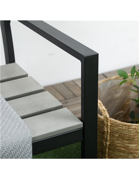 Outsunny 2 Seater Garden Bench, Slatted Outdoor Bench with Steel Frame, Garden Loveseat, 122 x 65 x 92 cm, Grey 84G-054V00GY - pic 65965 | FastDaddyshop