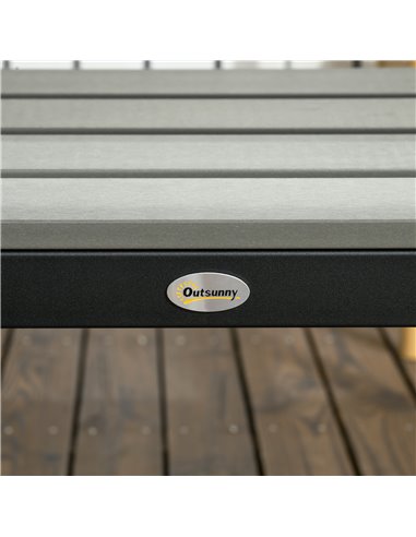 Outsunny 2 Seater Garden Bench, Slatted Outdoor Bench with Steel Frame, Garden Loveseat, 122 x 65 x 92 cm, Grey 84G-054V00GY