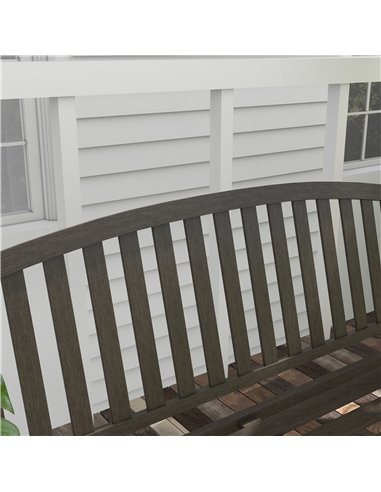 Outsunny Metal Garden Bench with Slatted Seat, Backrest, and Curved Armrests for Conservatory, Poolside, or Deck, Brown 84G-247V