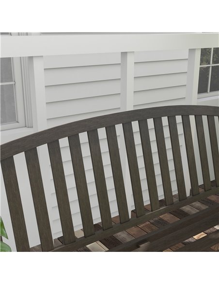 Outsunny Metal Garden Bench with Slatted Seat, Backrest, and Curved Armrests for Conservatory, Poolside, or Deck, Brown 84G-247V - pic 65973 | FastDaddyshop
