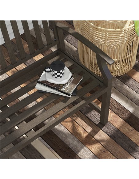 Outsunny Metal Garden Bench with Slatted Seat, Backrest, and Curved Armrests for Conservatory, Poolside, or Deck, Brown 84G-247V - pic 65975 | FastDaddyshop