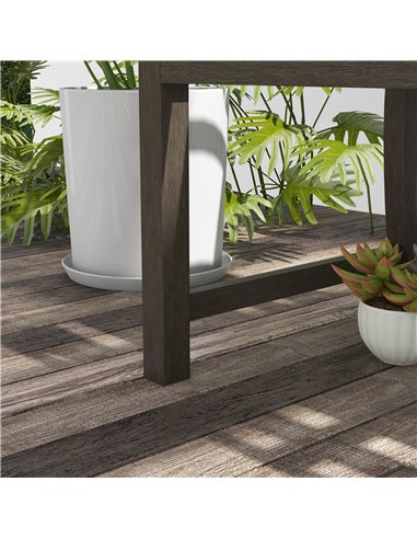 Outsunny Metal Garden Bench with Slatted Seat, Backrest, and Curved Armrests for Conservatory, Poolside, or Deck, Brown 84G-247V