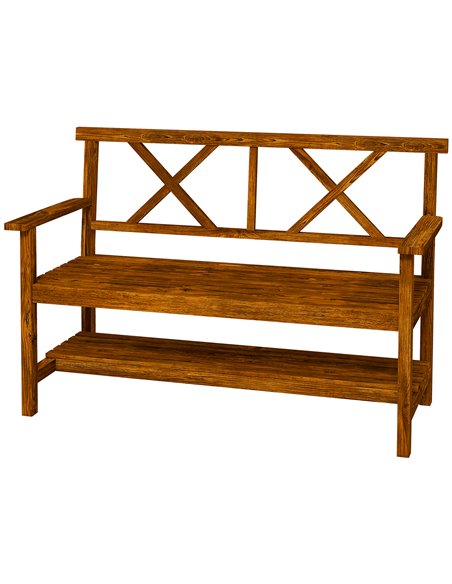 Outsunny Outdoor Bench, 2-Seater with Storage Shelf, Backrest, Armrests, Slat Seat, Wooden, Carbonized 84G-429V00TN - pic 65986 | FastDaddyshop
