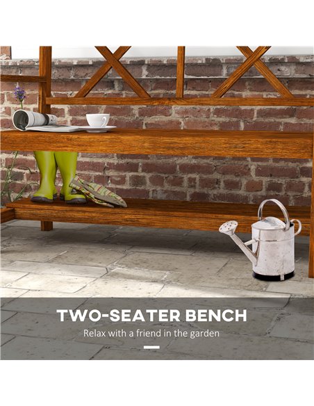 Outsunny Outdoor Bench, 2-Seater with Storage Shelf, Backrest, Armrests, Slat Seat, Wooden, Carbonized 84G-429V00TN - pic 65990 | FastDaddyshop