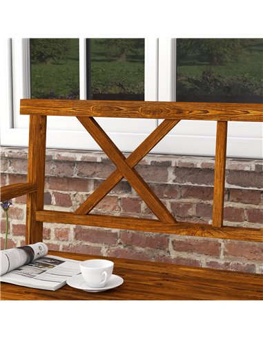 Outsunny Outdoor Bench, 2-Seater with Storage Shelf, Backrest, Armrests, Slat Seat, Wooden, Carbonized 84G-429V00TN