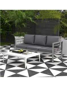 Outsunny Aluminium Three-Seater Garden Bench, with Cushions - Grey 84G-457V01GY 2