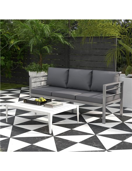 Outsunny Aluminium Three-Seater Garden Bench, with Cushions - Grey 84G-457V01GY - pic 65996 | FastDaddyshop