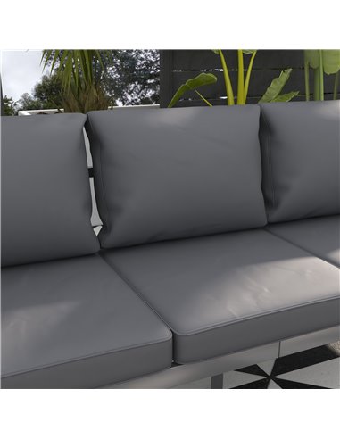 Outsunny Aluminium Three-Seater Garden Bench, with Cushions - Grey 84G-457V01GY