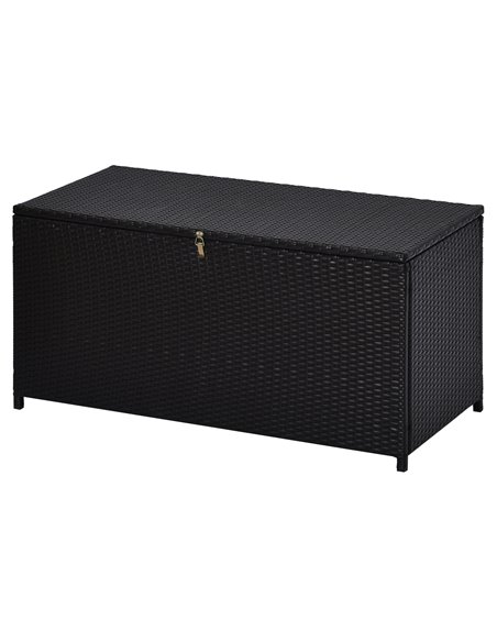Outsunny Rattan Storage Box Outdoor Indoor Wicker Cabinet Chest Garden Furniture 118 x 54 x 59cm - Dark Brown 865-003 - pic 66004 | FastDaddyshop