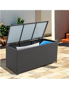 Outsunny Rattan Storage Box Outdoor Indoor Wicker Cabinet Chest Garden Furniture 118 x 54 x 59cm - Dark Brown 865-003 2