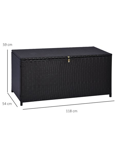 Outsunny Rattan Storage Box Outdoor Indoor Wicker Cabinet Chest Garden Furniture 118 x 54 x 59cm - Dark Brown 865-003 - pic 66006 | FastDaddyshop