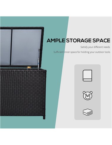 Outsunny Rattan Storage Box Outdoor Indoor Wicker Cabinet Chest Garden Furniture 118 x 54 x 59cm - Dark Brown 865-003