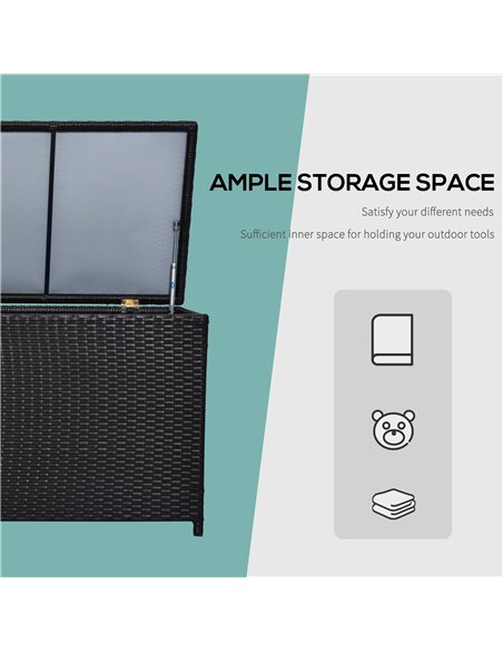 Outsunny Rattan Storage Box Outdoor Indoor Wicker Cabinet Chest Garden Furniture 118 x 54 x 59cm - Dark Brown 865-003 - pic 66007 | FastDaddyshop