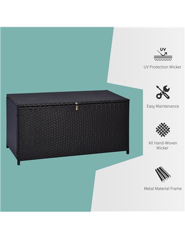 Outsunny Rattan Storage Box Outdoor Indoor Wicker Cabinet Chest Garden Furniture 118 x 54 x 59cm - Dark Brown 865-003