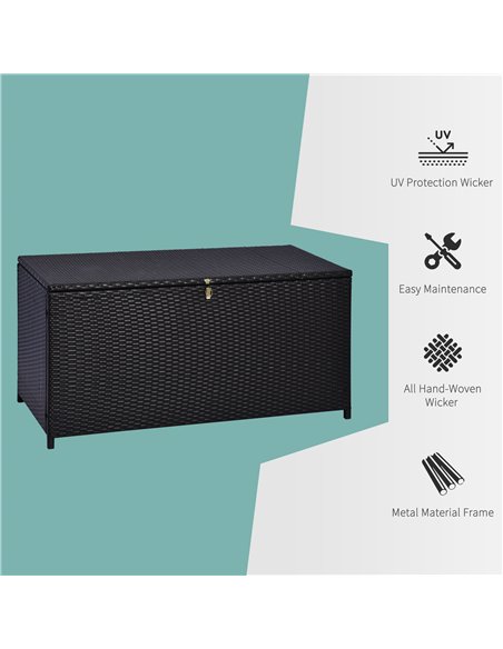 Outsunny Rattan Storage Box Outdoor Indoor Wicker Cabinet Chest Garden Furniture 118 x 54 x 59cm - Dark Brown 865-003 - pic 66008 | FastDaddyshop