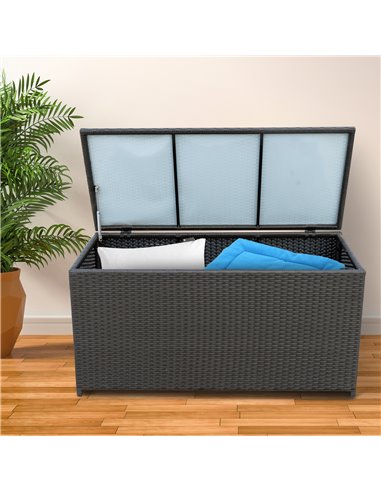 Outsunny Rattan Storage Box Outdoor Indoor Wicker Cabinet Chest Garden Furniture 118 x 54 x 59cm - Dark Brown 865-003