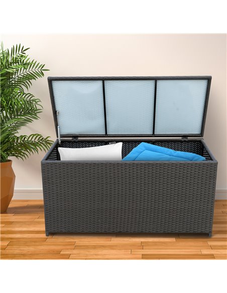 Outsunny Rattan Storage Box Outdoor Indoor Wicker Cabinet Chest Garden Furniture 118 x 54 x 59cm - Dark Brown 865-003 - pic 66012 | FastDaddyshop