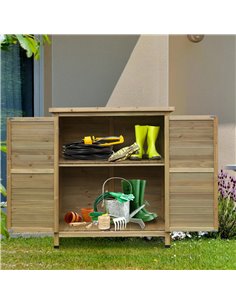 Outsunny Garden Storage Unit Solid Fir Wood Garage Organisation Sturdy Cabinet Outdoor 845-248 2