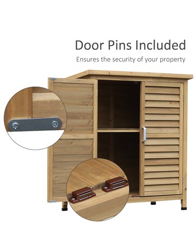 Outsunny Garden Storage Unit Solid Fir Wood Garage Organisation Sturdy Cabinet Outdoor 845-248