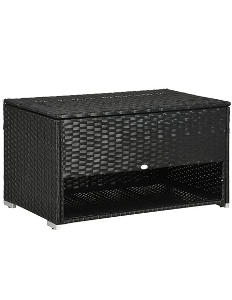 Outsunny Rattan Effect Garden Storage Box, Weatherproof Outdoor Deck Box with Shoe Shelf, Black 865-010V00BK - pic 66022 | FastDaddyshop