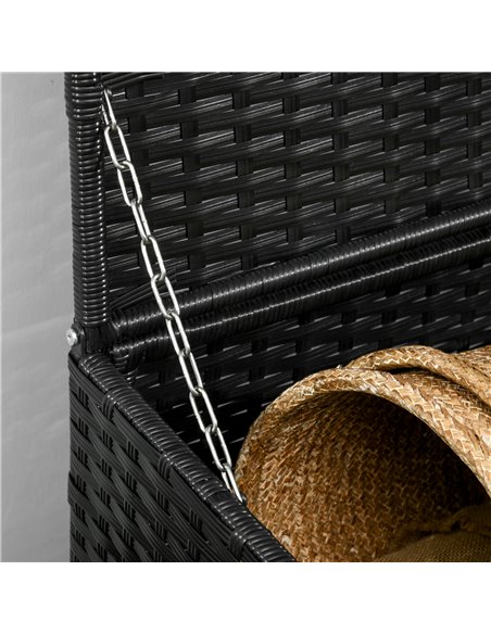 Outsunny Rattan Effect Garden Storage Box, Weatherproof Outdoor Deck Box with Shoe Shelf, Black 865-010V00BK - pic 66029 | FastDaddyshop