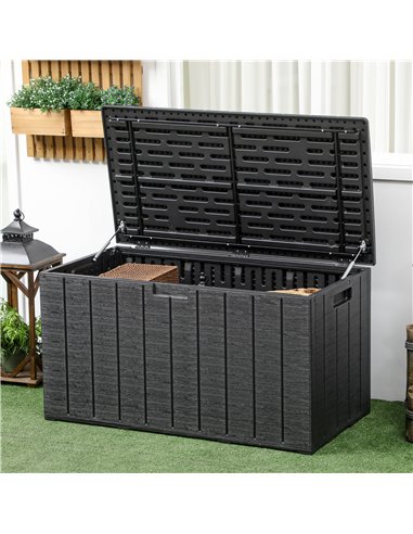 Outsunny Extra Large Outdoor Storage Box, 336 Litre Water-resistant Garden Container, Black 84G-122V00BK