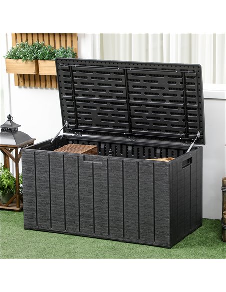 Outsunny Extra Large Outdoor Storage Box, 336 Litre Water-resistant Garden Container, Black 84G-122V00BK - pic 66032 | FastDaddyshop