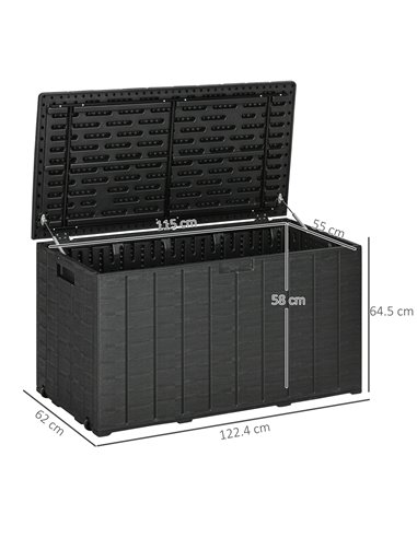 Outsunny Extra Large Outdoor Storage Box, 336 Litre Water-resistant Garden Container, Black 84G-122V00BK