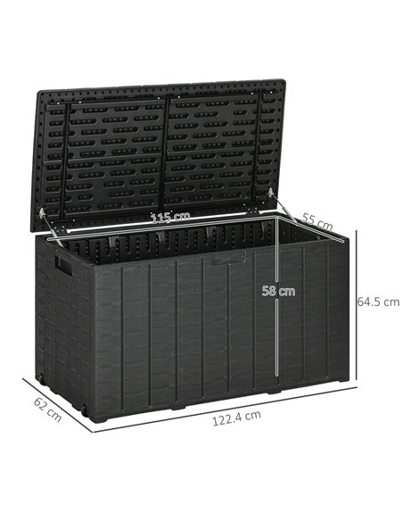 Outsunny Extra Large Outdoor Storage Box, 336 Litre Water-resistant Garden Container, Black 84G-122V00BK - pic 66033 | FastDaddyshop