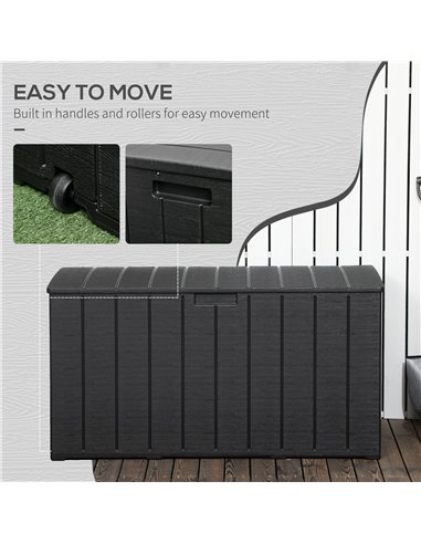 Outsunny Extra Large Outdoor Storage Box, 336 Litre Water-resistant Garden Container, Black 84G-122V00BK