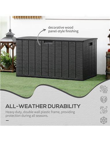 Outsunny Extra Large Outdoor Storage Box, 336 Litre Water-resistant Garden Container, Black 84G-122V00BK