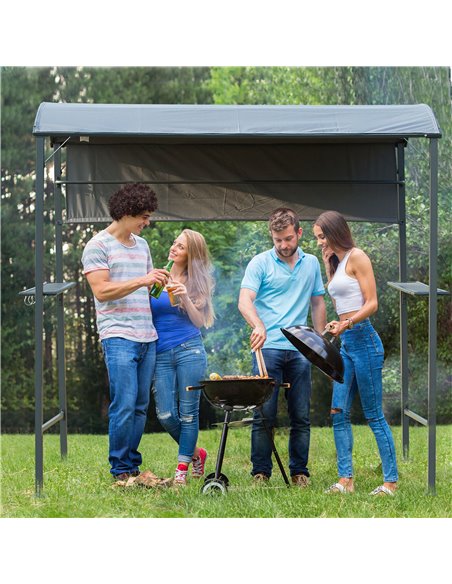 Outsunny BBQ Canopy, Metal Frame, Outdoor Grill Shelter, Ventilated Roof, Weather-Resistant, Grey 84C-174 - pic 66050 | FastDaddyshop