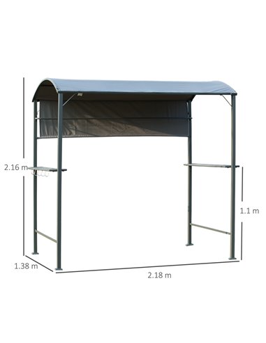 Outsunny BBQ Canopy, Metal Frame, Outdoor Grill Shelter, Ventilated Roof, Weather-Resistant, Grey 84C-174