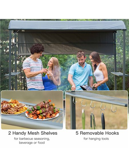 Outsunny BBQ Canopy, Metal Frame, Outdoor Grill Shelter, Ventilated Roof, Weather-Resistant, Grey 84C-174 - pic 66052 | FastDaddyshop
